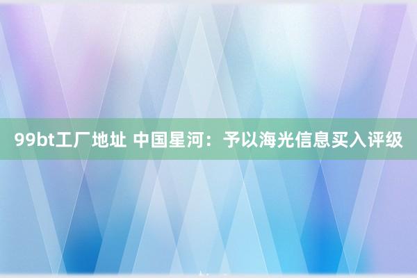 99bt工厂地址 中国星河：予以海光信息买入评级