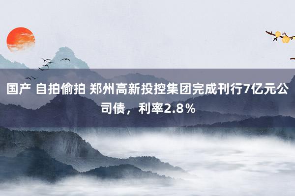 国产 自拍偷拍 郑州高新投控集团完成刊行7亿元公司债，利率2.8％