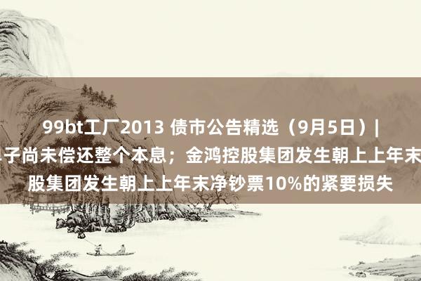 99bt工厂2013 债市公告精选（9月5日）| 阳光城到期好意思元单子尚未偿还整个本息；金鸿控股集团发生朝上上年末净钞票10%的紧要损失