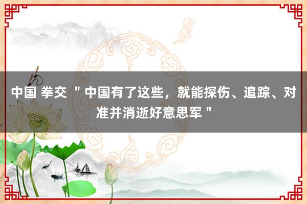 中国 拳交 ＂中国有了这些，就能探伤、追踪、对准并消逝好意思军＂